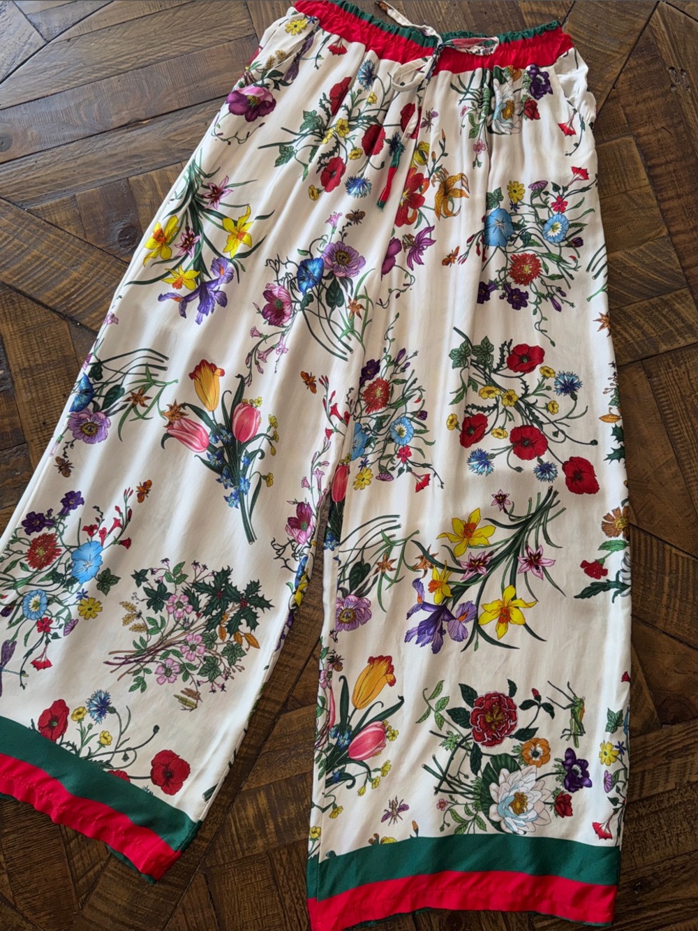 Made In Italy Italian Botanical Inspired Wide Leg Palazzo Pant Size 12/14